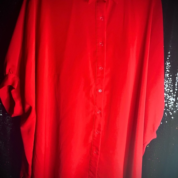 entro Tops - Entro Vibrant Red Casual Button Down Shirt